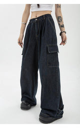 Litlookz Studio Acubi Dark Wash Cargo Jeans, view 5