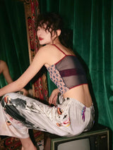 Litlookz Studio Animal Pattern Sheer Back Crop Top, view 2