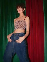 Litlookz Studio Animal Pattern Sheer Back Crop Top, view 3