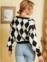 Litlookz Studio Argyle Knitted Cardigan, view 3