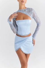 Litlookz Studio Asymmetric Corset Top & Mini Skirt Two Piece Set, view 3