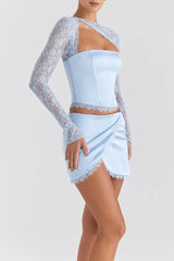Litlookz Studio Asymmetric Corset Top & Mini Skirt Two Piece Set, view 4