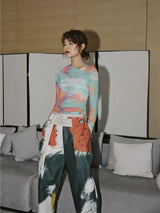 Litlookz Studio Asymmetric Tie Dye Mesh Top, view 3