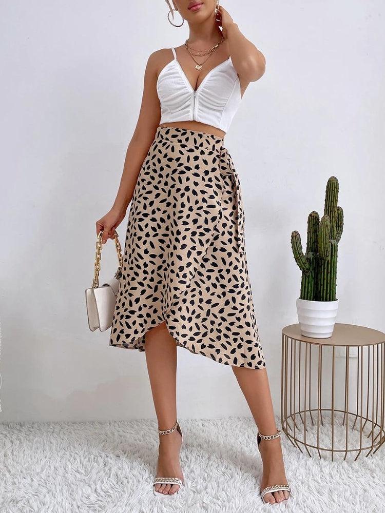 Litlookz Studio Asymmetric Tie Side Wrap Midi Skirt
