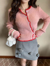 Litlookz Studio Asymmetric Trim Knit Cardigan, view 4