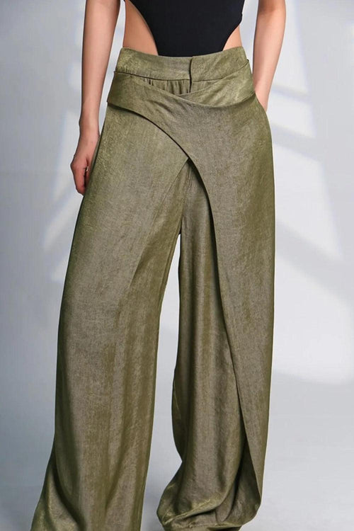 Litlookz Studio Asymmetrical Design Wide Leg Pants