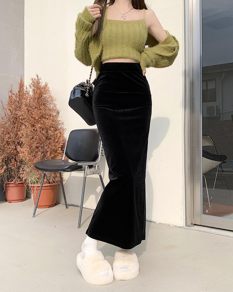 Litlookz Studio Back Slit Maxi Pencil Skirt