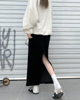 Litlookz Studio Back Slit Maxi Pencil Skirt, view 5