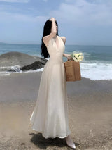 Litlookz Studio Backless Halter Neck Maxi Dress, view 4