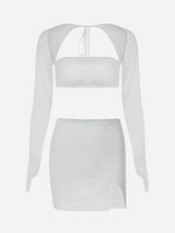 Litlookz Studio Baddie Crop Top & Slit Mini Skirt Two Piece Set, view 3