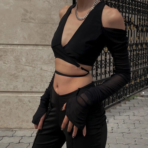 Litlookz Studio Baddie Cut-Out Wrap Top