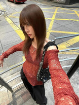 Litlookz Studio Baddie Lace Sheer Top, view 3