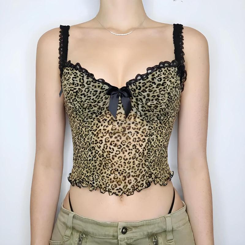Litlookz Studio Baddie Leopard Mesh Top