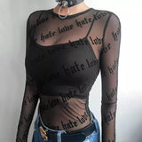 Litlookz Studio Baddie Love Hate Sheer Mesh Top, view 2