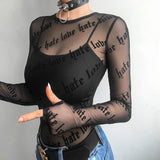 Litlookz Studio Baddie Love Hate Sheer Mesh Top, view 3