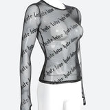 Litlookz Studio Baddie Love Hate Sheer Mesh Top, view 4