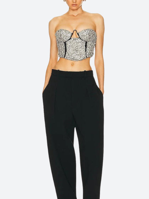 Litlookz Studio Baddie Rhinestone Bustier Crop Top