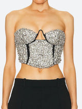 Litlookz Studio Baddie Rhinestone Bustier Crop Top, view 2