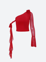 Litlookz Studio Baddie Rose One Shoulder Mesh Top, view 5
