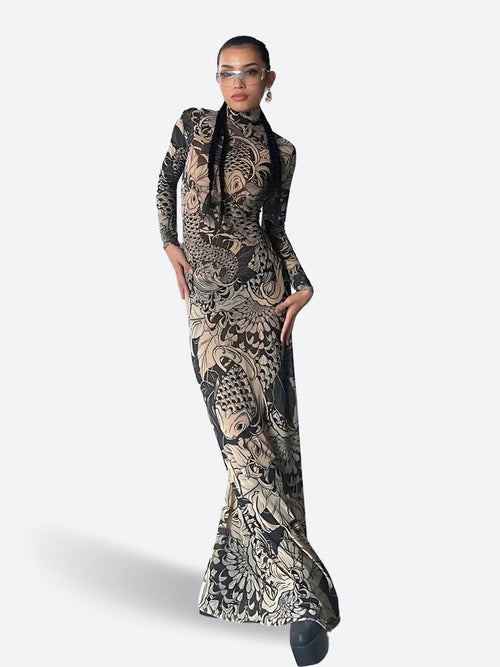 Litlookz Studio Baddie Tattoo Maxi Dress
