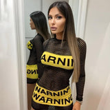Litlookz Studio Baddie Warning Fishnet Mini Dress, view 2