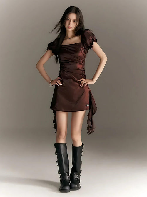 Litlookz Studio Balloon Sleeve Ruched Mini Dress
