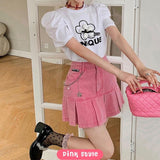 Litlookz Studio Barbie Pleated Denim Mini Skirt, view 2