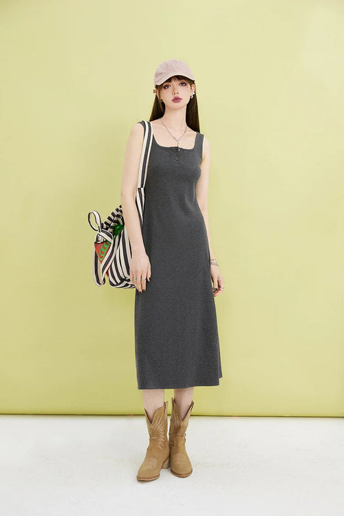 Litlookz Studio Basic Casual Button Up Midi Dress