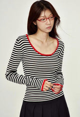 Litlookz Studio Basic Striped Scoop Neckline Top, view 3