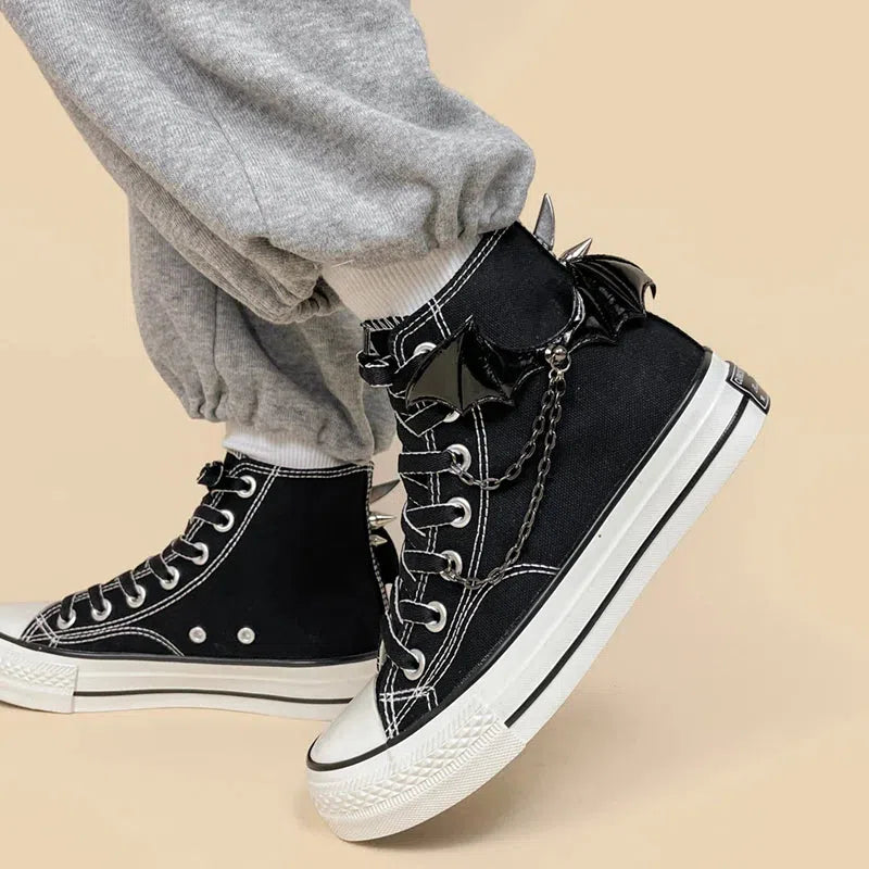 Litlookz Studio Bat Wings Spiked Canvas Shoes