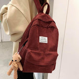 Litlookz Studio Bear Corduroy School Backpack, view 2