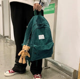 Litlookz Studio Bear Corduroy School Backpack, view 5