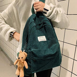 Litlookz Studio Bear Corduroy School Backpack, view 6
