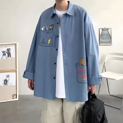 Litlookz Studio Bear & Skateboard Detailed Shirt