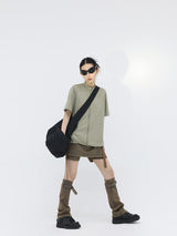 Litlookz Studio Belt Detail Denim Mini Skort With Leg Warmer, view 2