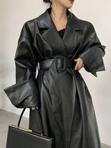 Litlookz Studio Belted Faux Leather Coat, view 3