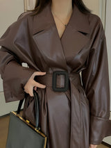 Litlookz Studio Belted Faux Leather Coat, view 6