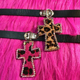 Litlookz Studio Bimbocore Leopard Cross Choker Necklace, view 2