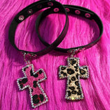 Litlookz Studio Bimbocore Leopard Cross Choker Necklace, view 3