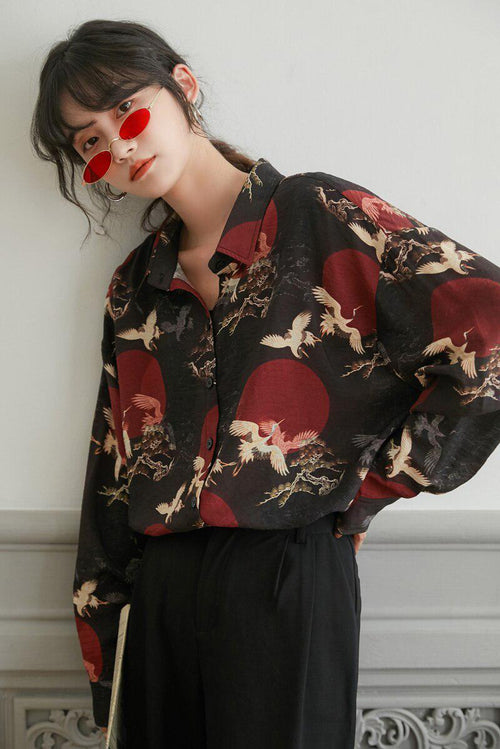 Litlookz Studio Bird Pattern Long Sleeve Shirt
