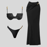 Litlookz Studio Black Draped Bikini Set, view 3