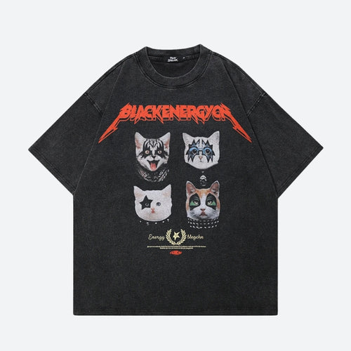 Litlookz Studio Black Energy Cat Band Tee