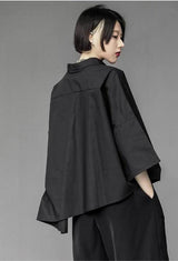 Litlookz Studio Black Korean Asymmetric Shirt, view 3