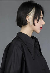 Litlookz Studio Black Korean Asymmetric Shirt, view 5