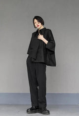 Litlookz Studio Black Korean Asymmetric Shirt, view 6