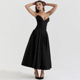 Litlookz Studio Black Plunge Corset Midi Dress, view 2