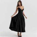 Litlookz Studio Black Plunge Corset Midi Dress, view 3