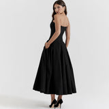 Litlookz Studio Black Plunge Corset Midi Dress, view 4