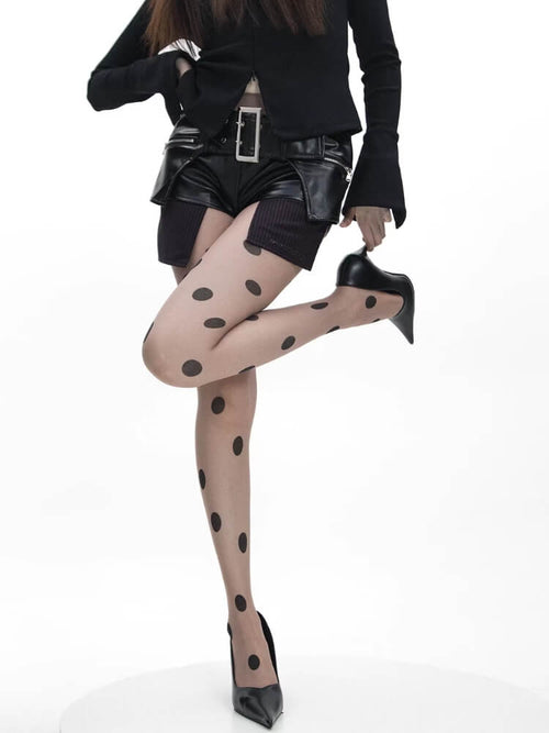 Litlookz Studio Black Polka Sheer Tights