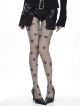 Litlookz Studio Black Polka Sheer Tights, view 5
